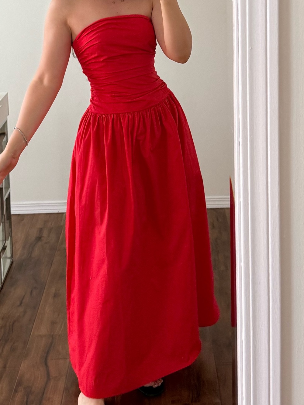 Source Unknown Red Strapless Maxi Dress